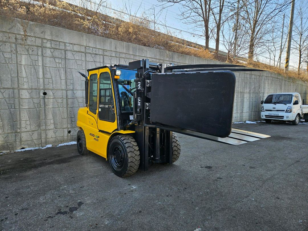 중고지게차 현대 포렉스 40D-9F 디젤 4톤 지게차 (풀프리마스트, 인버터푸쉬, 사이드쉬프트, 후방, 냉난방,--2