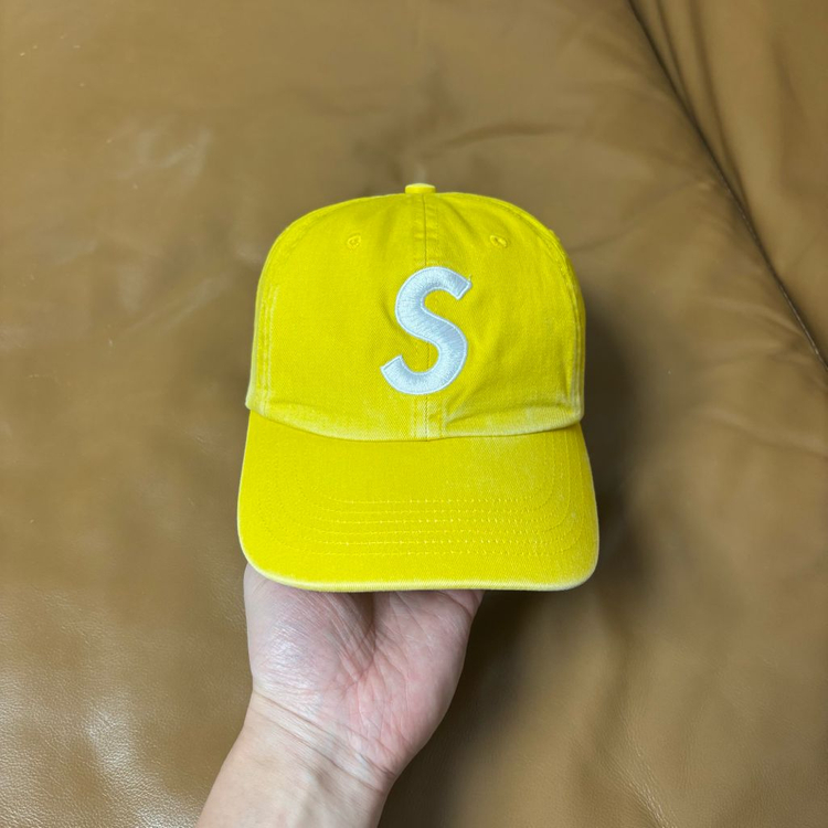 슈프림 S로고 6패널 볼캡 모자 피그먼트 옐로우--1