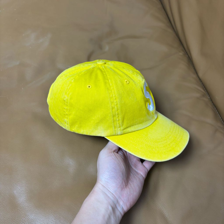 슈프림 S로고 6패널 볼캡 모자 피그먼트 옐로우--2