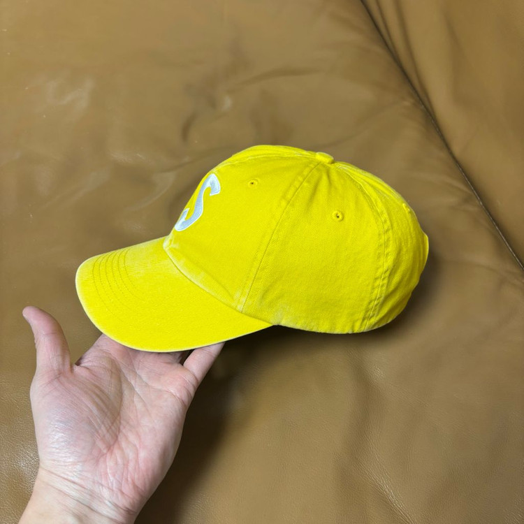 슈프림 S로고 6패널 볼캡 모자 피그먼트 옐로우--3