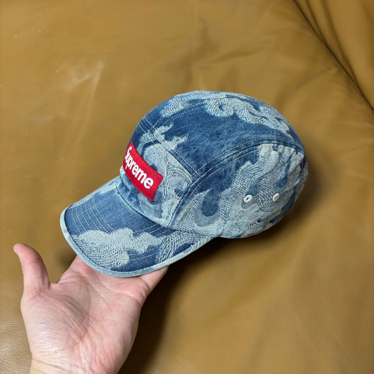 슈프림 캠프캡 모자 박스로고 플레임 데님--3
