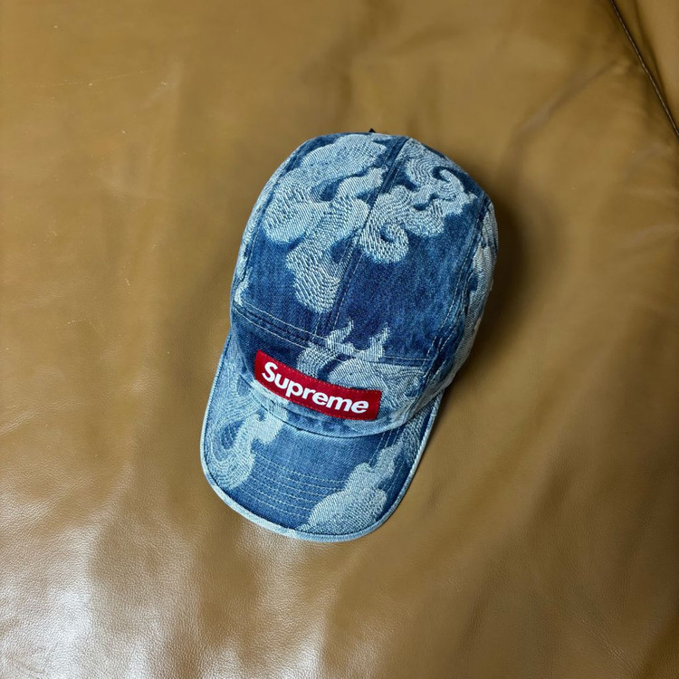 슈프림 캠프캡 모자 박스로고 플레임 데님--4
