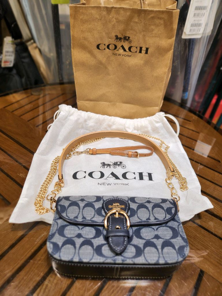 코치 시그니처 체인 크로스백 / 숄더백 (미사용급, 풀구성)--1