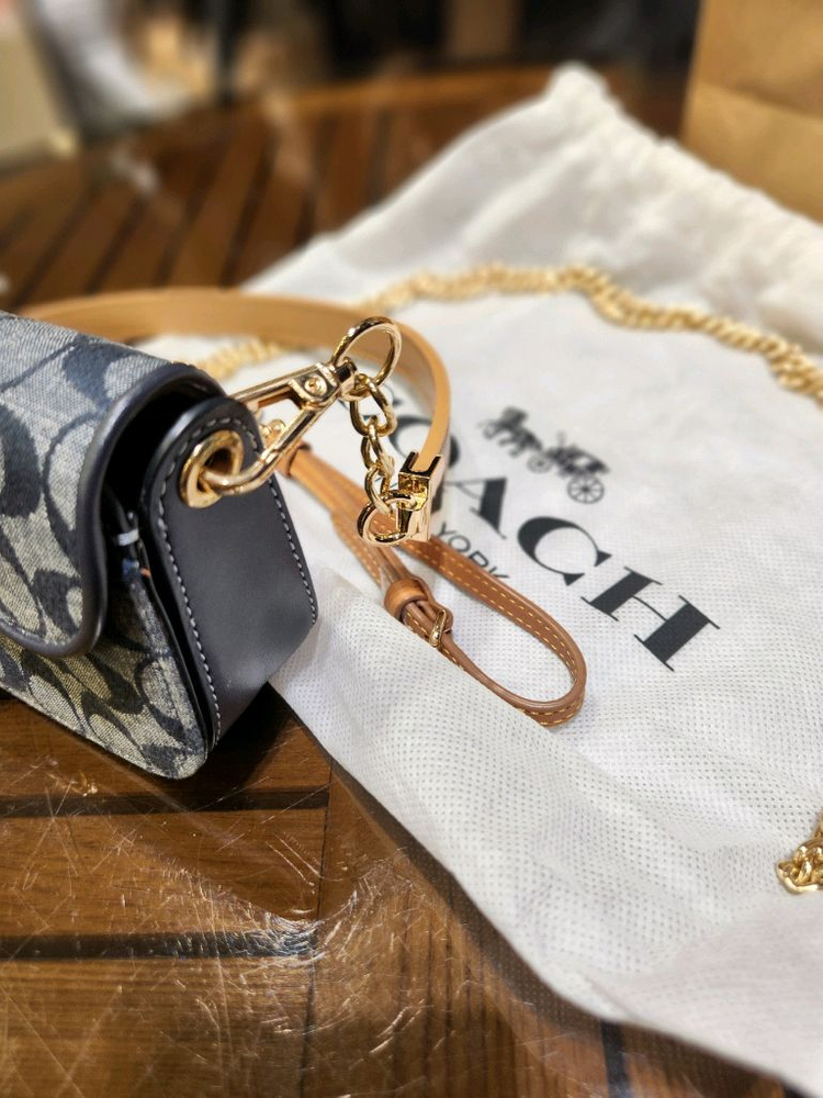 코치 시그니처 체인 크로스백 / 숄더백 (미사용급, 풀구성)--4