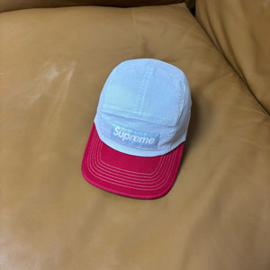 슈프림 캠프캡 모자 박스로고 투톤 라이트 블루 레드