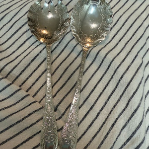 빈티지 앤틱 실버 플레이트 서빙 스푼 이미지