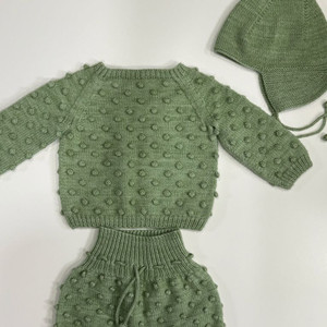 미샤앤퍼프 모하비 팝콘니트 + 롬퍼 + 포인티햇