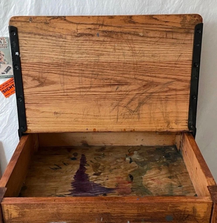 빈티지가구) 영국빈티지 스쿨데스크, 1인책상, 빈티지테이블 이미지