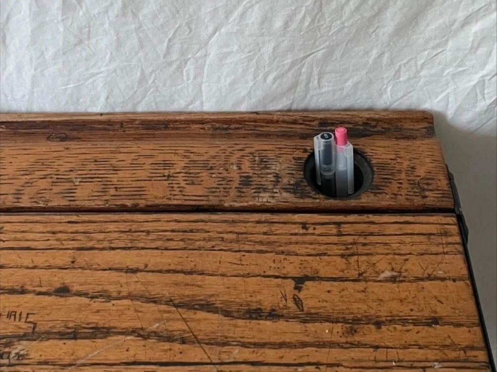 빈티지가구) 영국빈티지 스쿨데스크, 1인책상, 빈티지테이블 이미지