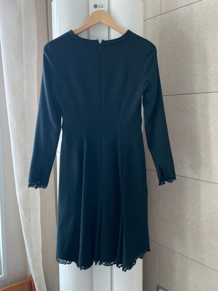 마인 여성 미디 레이스 원피스 네이비--4