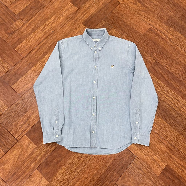 메종키츠네 폭스 헤드 패치 셔츠--1