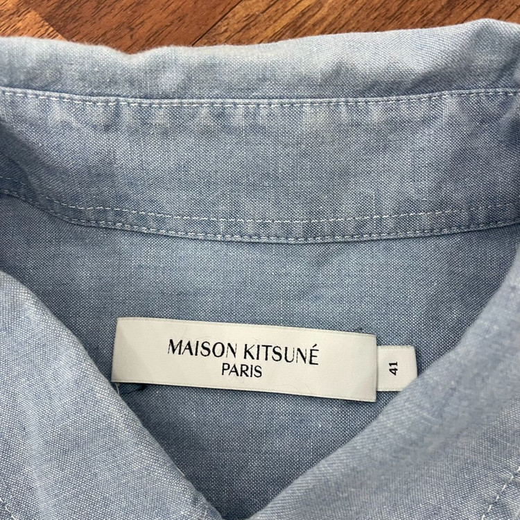 메종키츠네 폭스 헤드 패치 셔츠--3