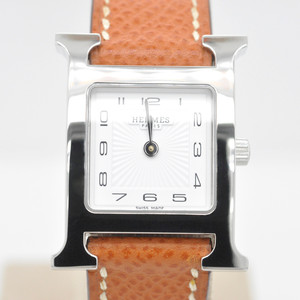 에르메스 H아워 은장 중고명품 손목시계 여성용 PM 사이즈 21mm 여성가죽시계
