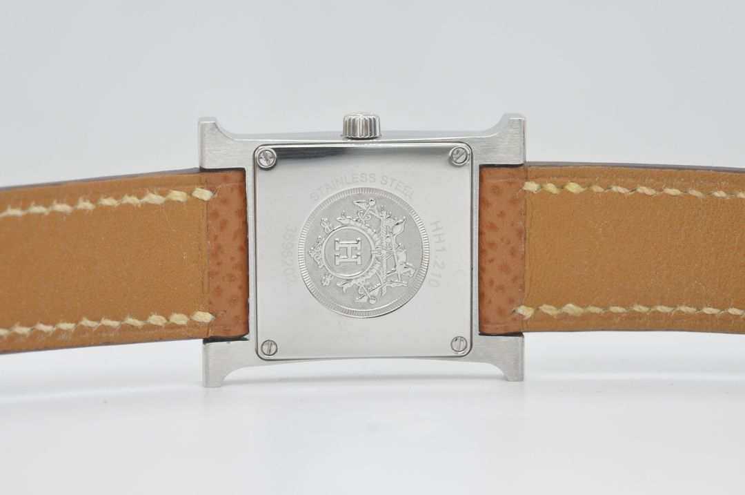 에르메스 H아워 은장 중고명품 손목시계 여성용 PM 사이즈 21mm 여성가죽시계--8