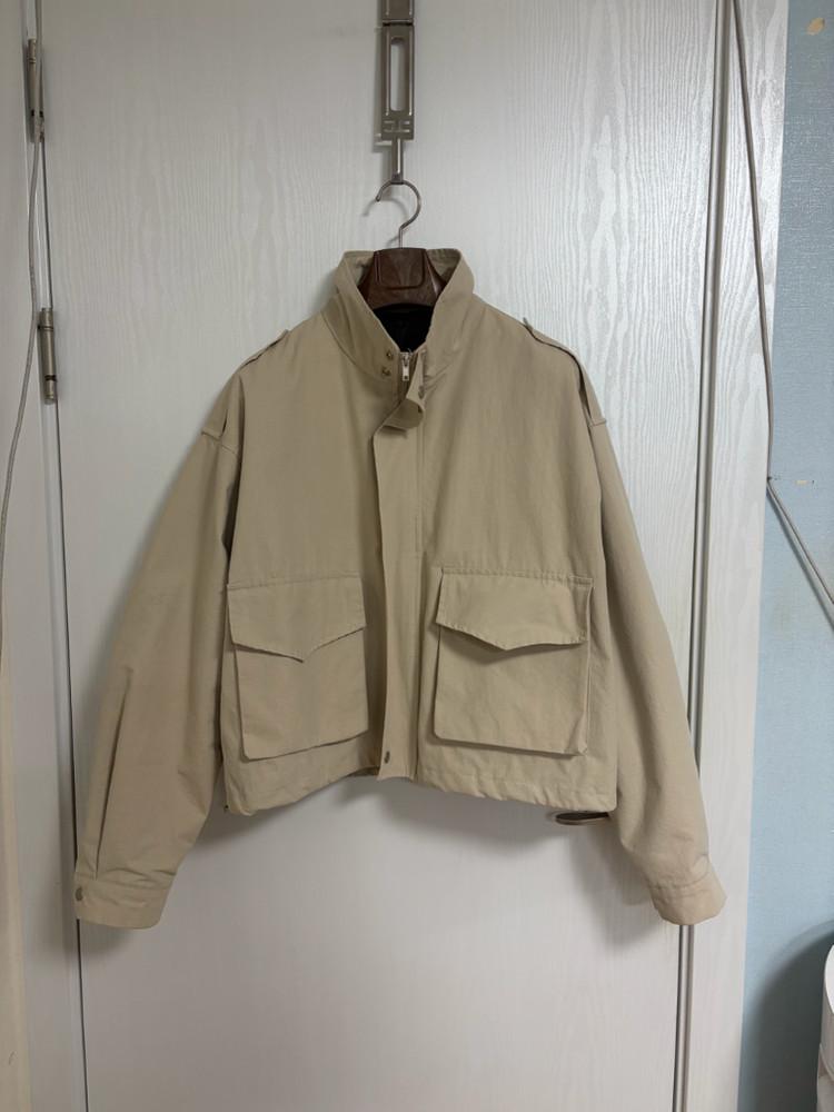 보세 아이보리 크롭 면자켓--5