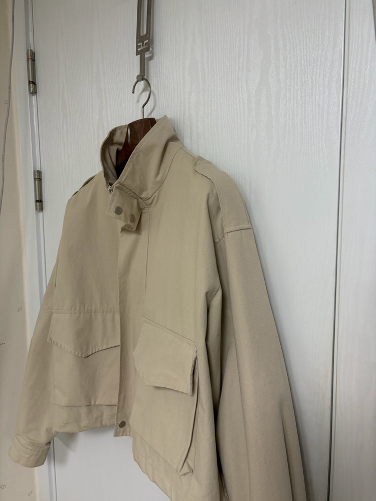 보세 아이보리 크롭 면자켓--2