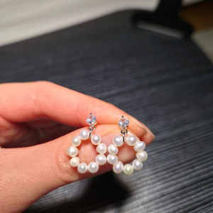 담수진주 링 귀걸이(은침)