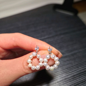 담수진주 링 귀걸이(은침)