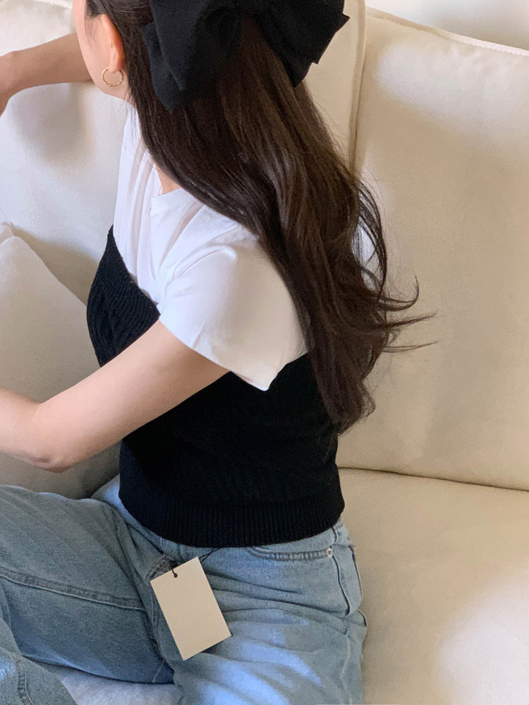 미엘 오프숄더 튜브탑 니트--1