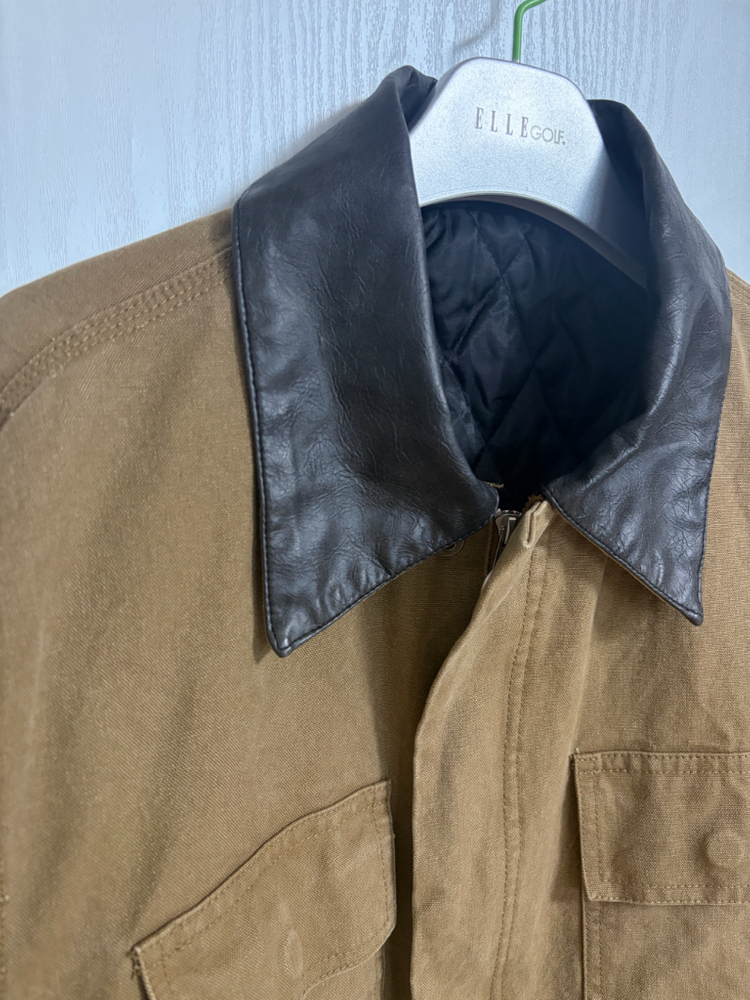 일본산 크롭 진베이지 면자켓 점퍼--12