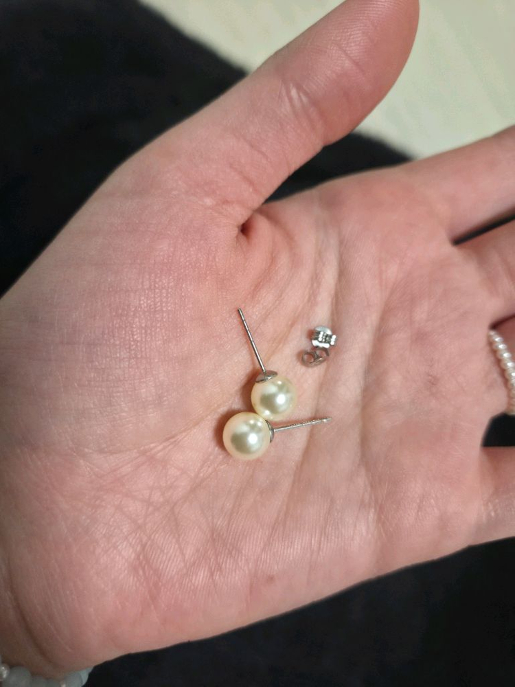 스왈진주 귀걸이 크림--1