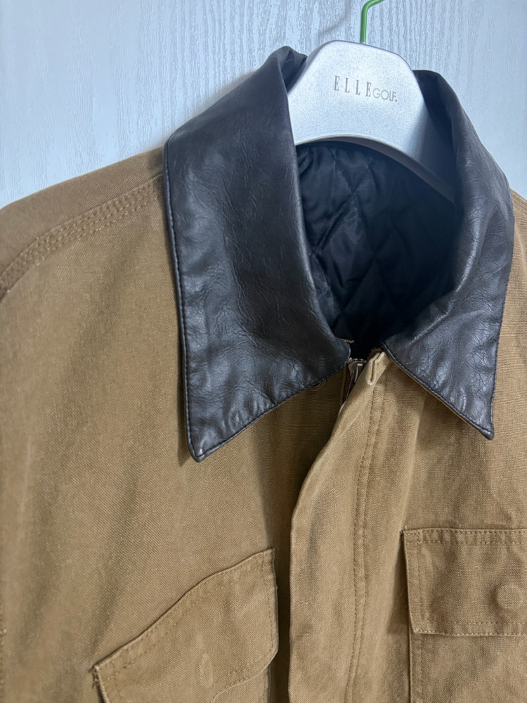 일본산 크롭 진베이지 면자켓 점퍼--1