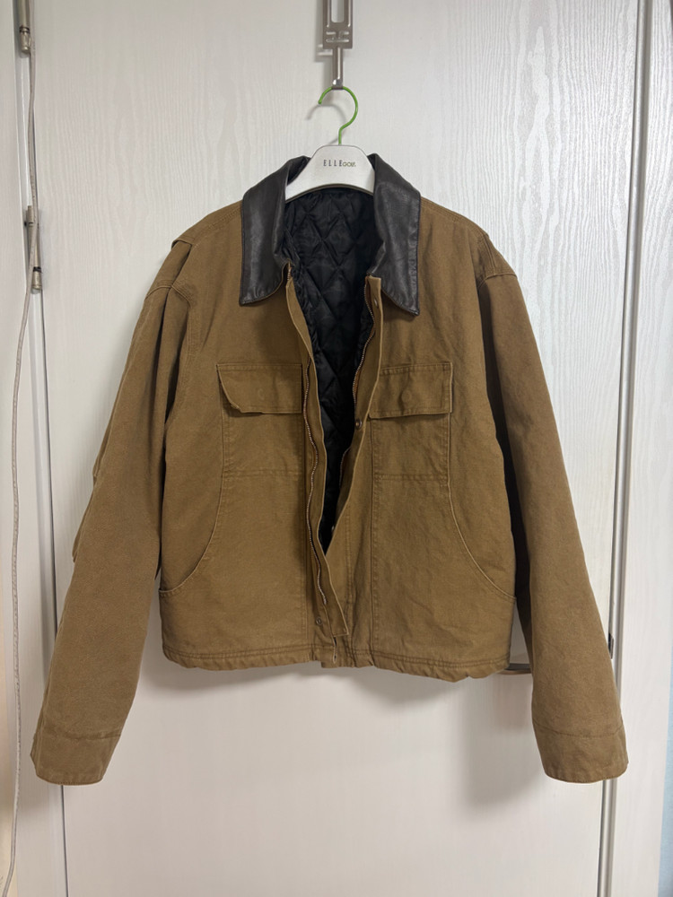 일본산 크롭 진베이지 면자켓 점퍼--4