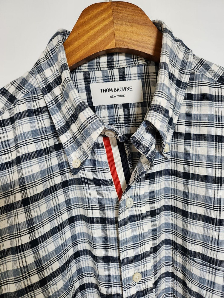 톰브라운 체크 삼선 히든 옥스포드 셔츠 MWL10E 1236--1