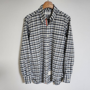 톰브라운 체크 삼선 히든 옥스포드 셔츠 MWL10E 1236