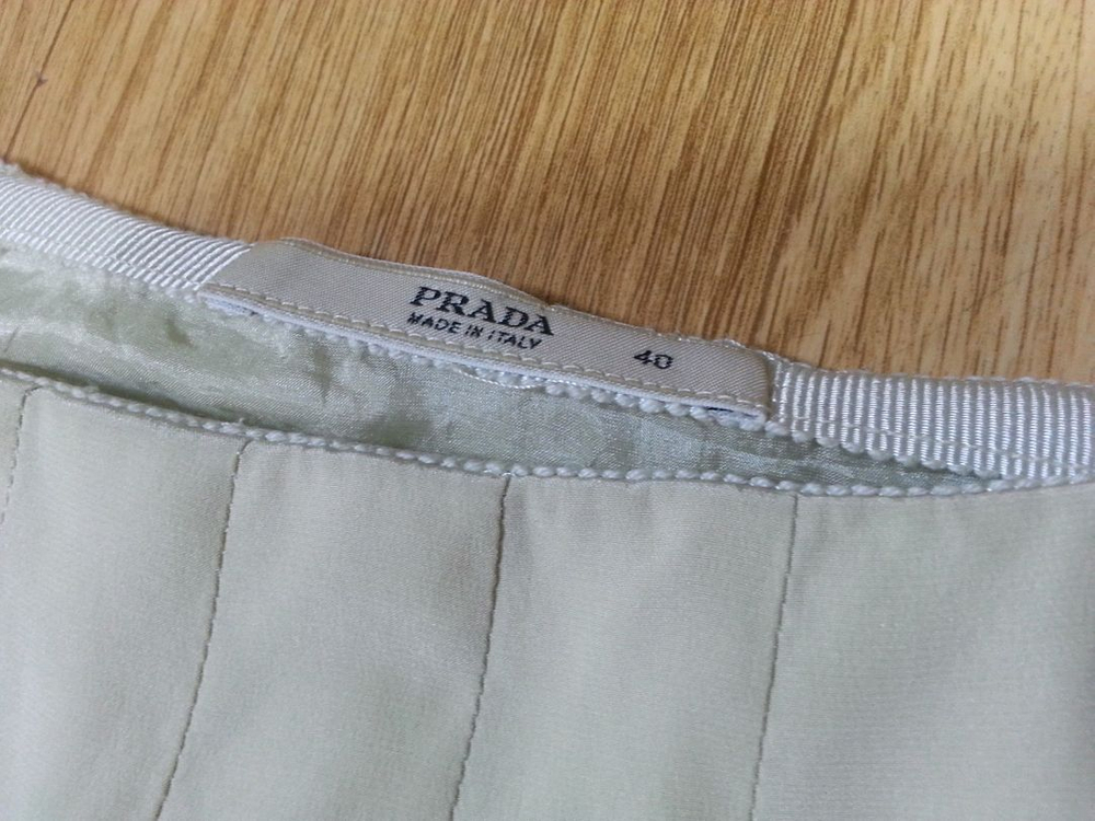 PRADA 프라다 실크 플리츠 스커트--4