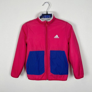 아디다스/양면 핑크 뽀글이 점퍼 자켓 아동140/라덴