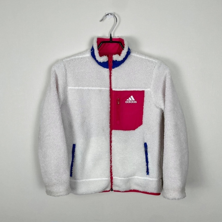 아디다스/양면 핑크 뽀글이 점퍼 자켓 아동140/라덴--3