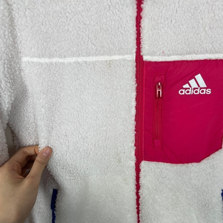 아디다스/양면 핑크 뽀글이 점퍼 자켓 아동140/라덴--5