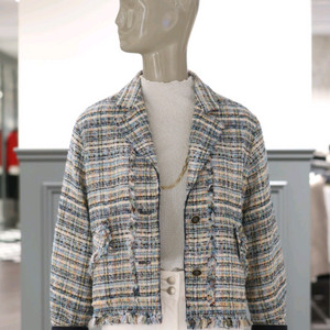시슬리 트위드 배색 자켓