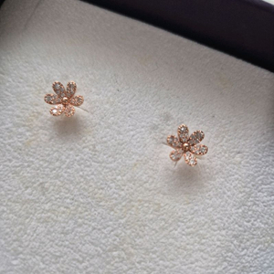 제이에스티나 14k 핑크골드 플라워 귀걸이