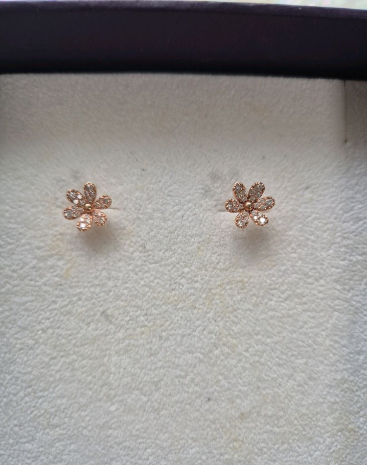 제이에스티나 14k 핑크골드 플라워 귀걸이--1
