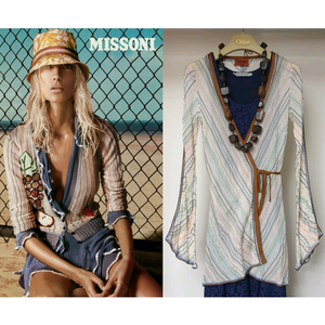 명품 MISSONI 미쏘니 벨슬리브 로브스타일 랩가디건 M