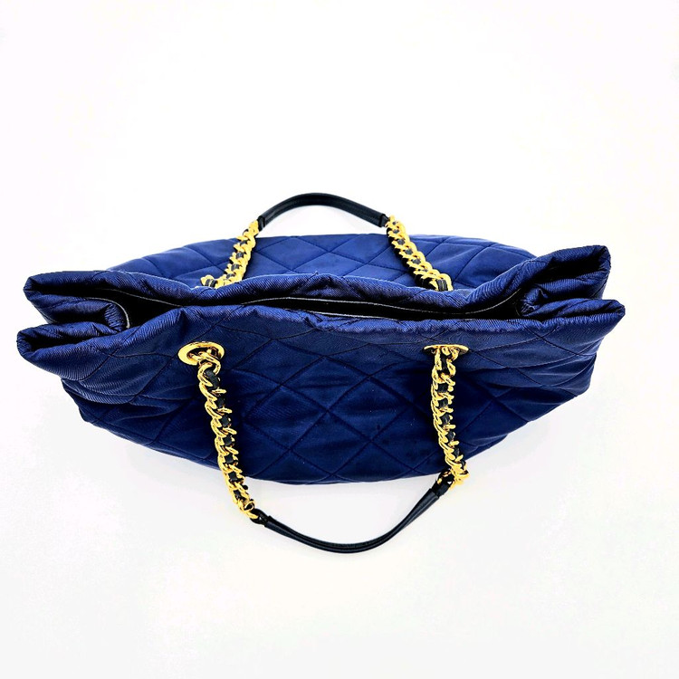 [중고명품셀렉트]프라다 블루 나일론 퀄팅 체인 숄더백--4