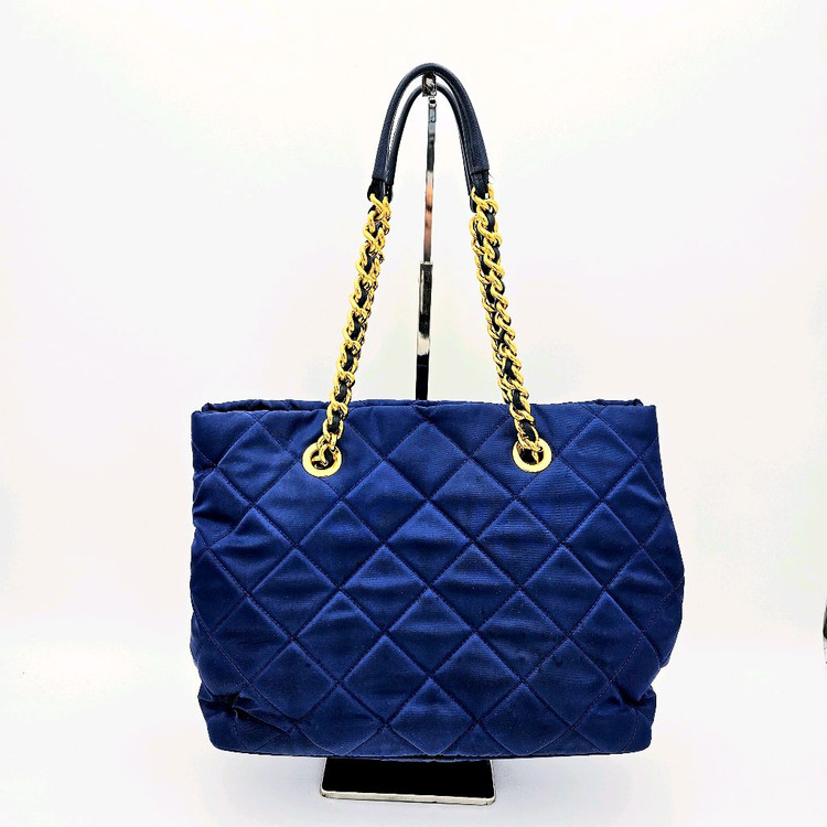 [중고명품셀렉트]프라다 블루 나일론 퀄팅 체인 숄더백--6