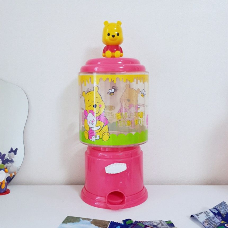 디즈니 곰돌이 푸우 캔디 머신 가챠 피규어 장식 수납 인테리어 간식 보관함 사탕통--0