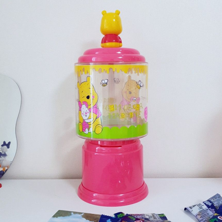 디즈니 곰돌이 푸우 캔디 머신 가챠 피규어 장식 수납 인테리어 간식 보관함 사탕통--1