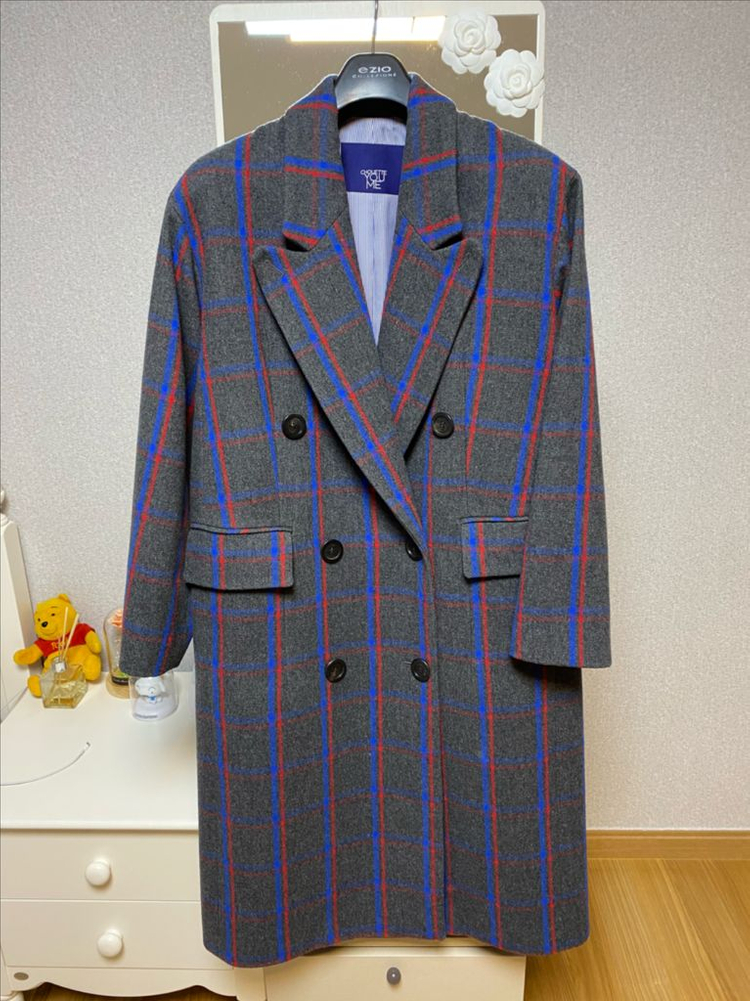 럭키슈에뜨 체크 롱코트--3