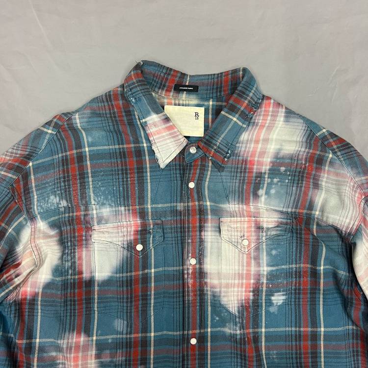 R13 블리치드 멀티 컬러 카우보이 셔츠--1