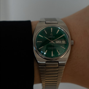오메가 씨마스터 고구마 데이데이트 올리브그린 오토매틱 빈티지 시계 이미지