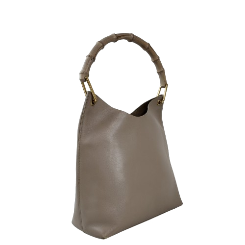 정품 구찌 빈티지 뱀부 핸들 가죽 호보백--1