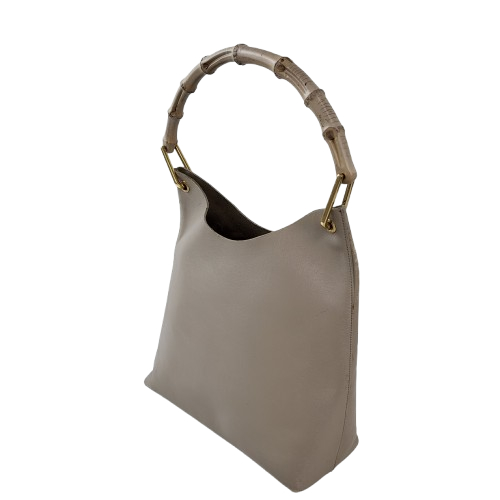 정품 구찌 빈티지 뱀부 핸들 가죽 호보백--3