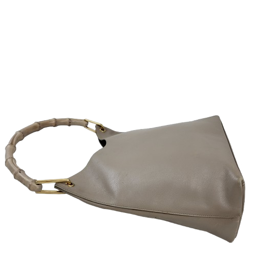 정품 구찌 빈티지 뱀부 핸들 가죽 호보백--4