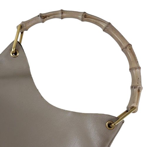 정품 구찌 빈티지 뱀부 핸들 가죽 호보백--7