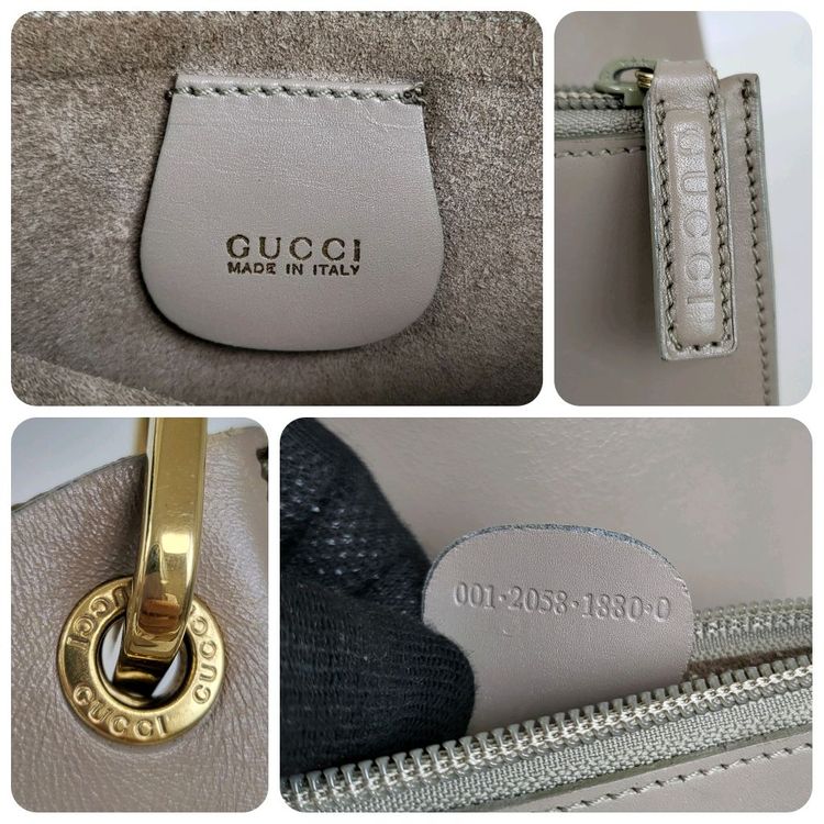 정품 구찌 빈티지 뱀부 핸들 가죽 호보백--8