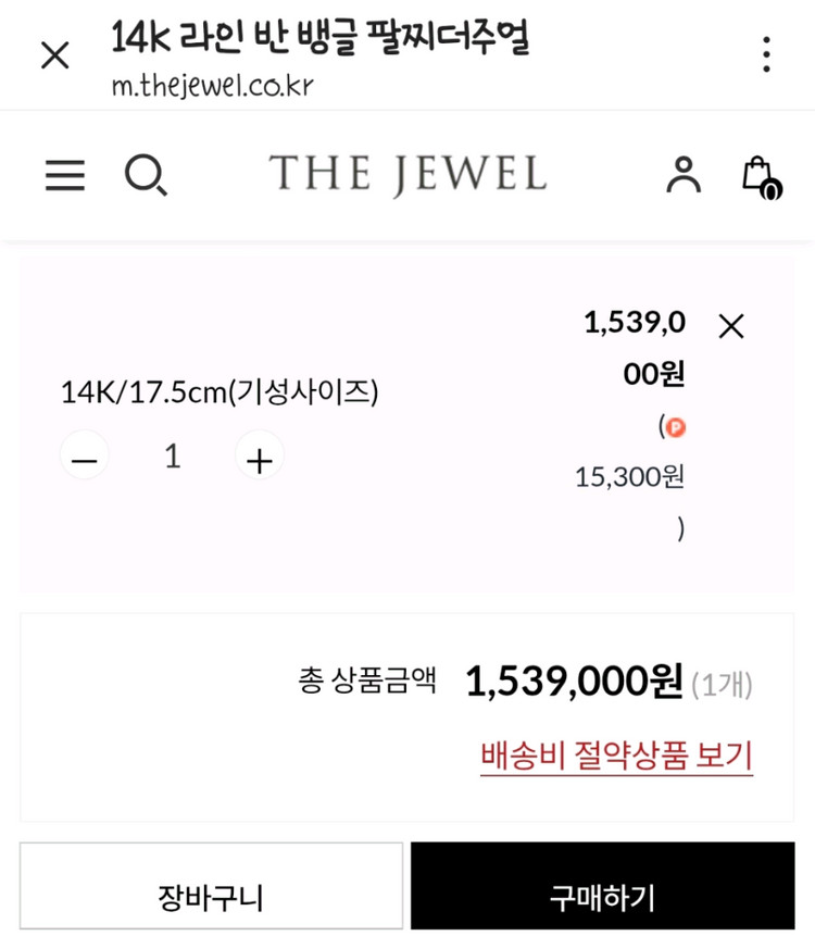 14K 더주얼 라인 반 뱅글 팔찌--1